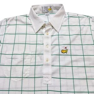 Vintage Augusta National Golf Shop Slazenger Polo Shirt Mens Large White Grid